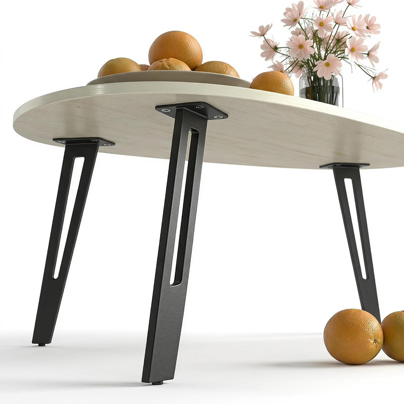 Oak Coffee Table 1-Tier Teardrop Shaped Side Tables