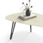 Oak Coffee Table 1-Tier Teardrop Shaped Side Tables