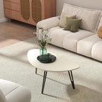 Oak Coffee Table 1-Tier Teardrop Shaped Side Tables