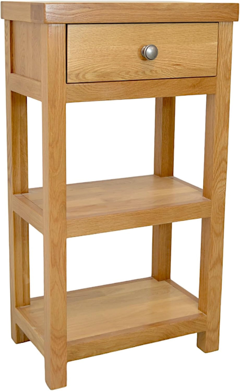 Oak Console Table Solid with Narrow Shelf Hallway