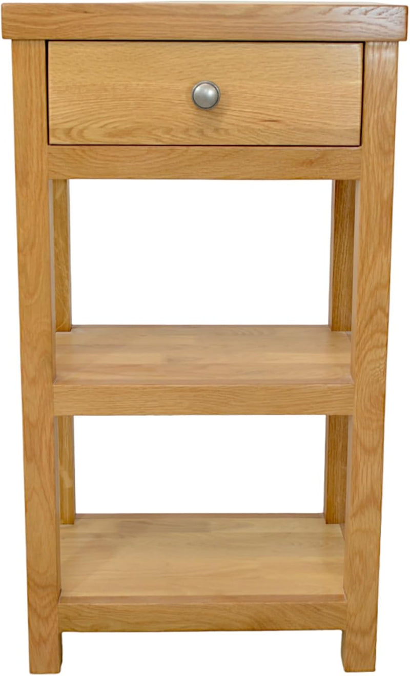 Oak Console Table Solid with Narrow Shelf Hallway