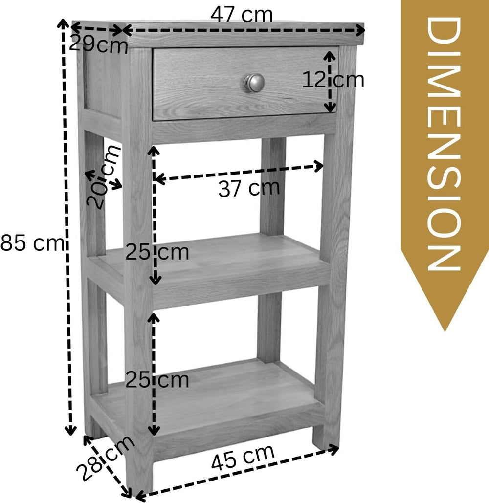 Oak Console Table Solid with Narrow Shelf Hallway