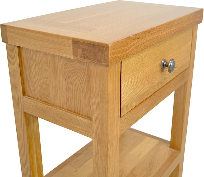 Oak Console Table Solid with Narrow Shelf Hallway