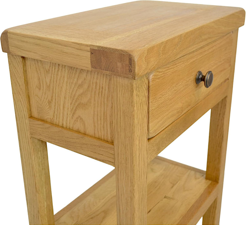 Oak Console Table with Narrow Shelf Solid Hallway