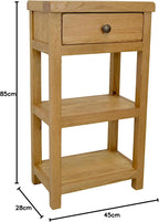 Oak Console Table with Narrow Shelf Solid Hallway