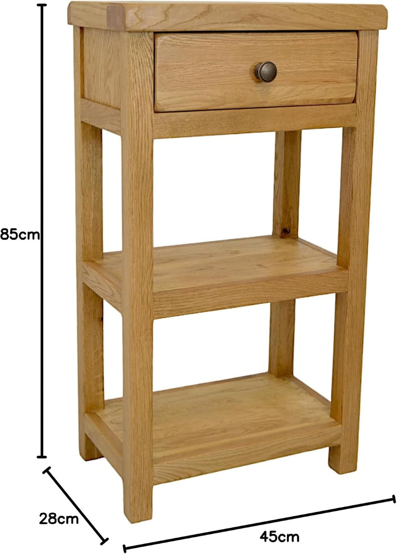 Oak Console Table with Narrow Shelf Solid Hallway