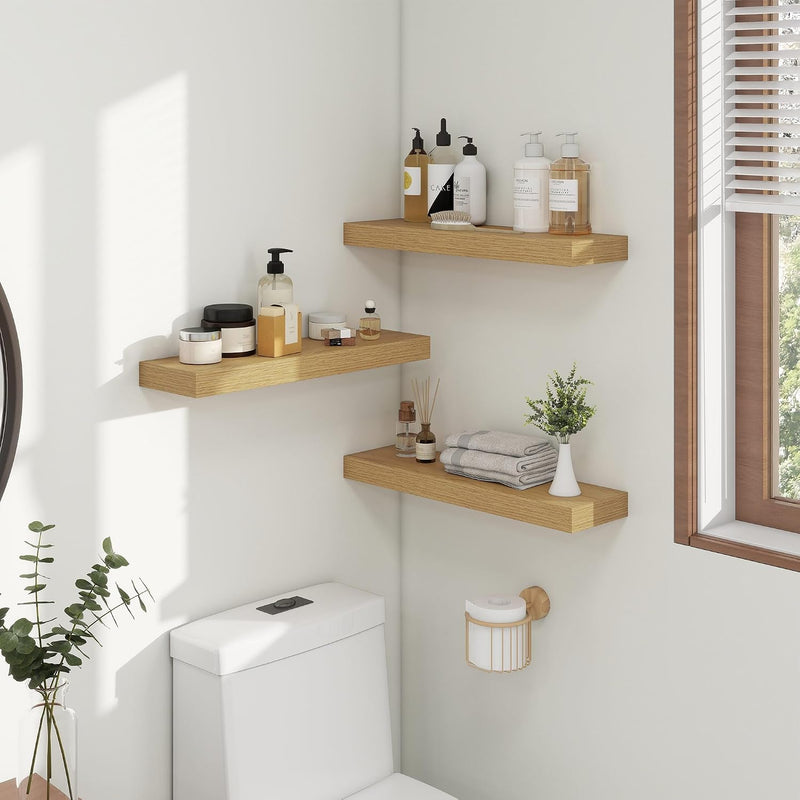 Oak Floating Shelves for Wall Mounted Shelf (Set of 2)