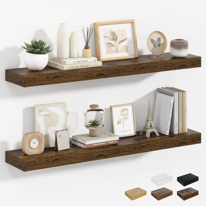 Oak Floating Shelves for Wall Mounted Shelf (Set of 2)