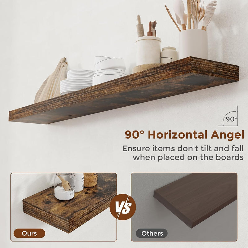 Oak Floating Shelves for Wall Mounted Shelf (Set of 2)