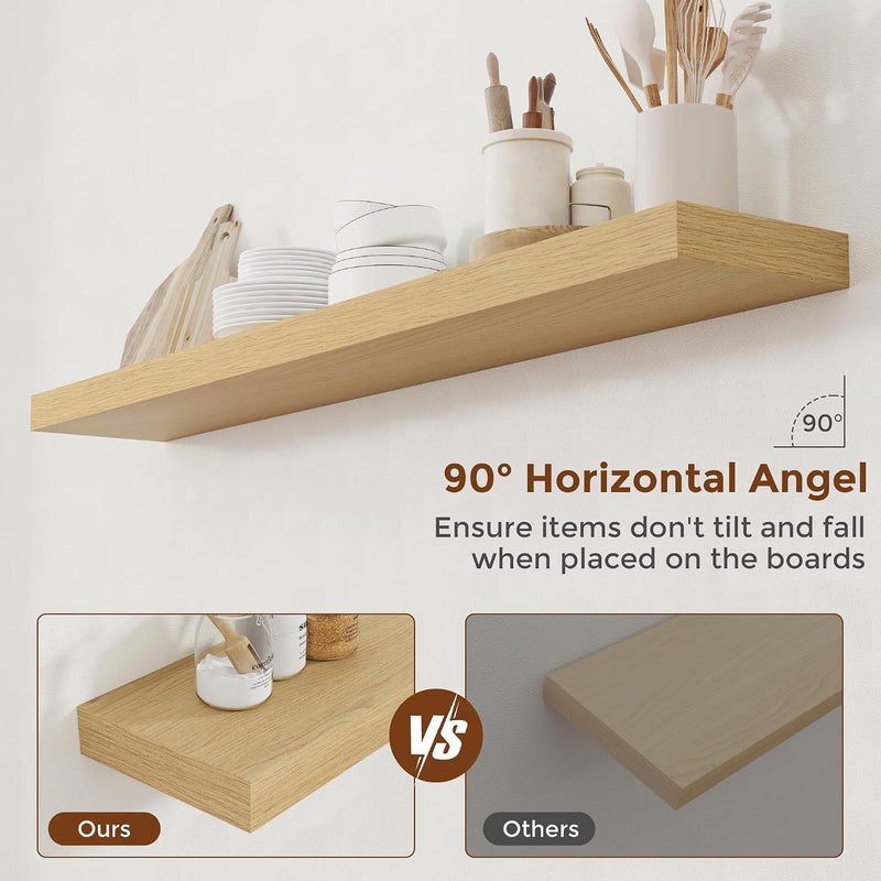 Oak Floating Shelves for Wall Mounted Shelf (Set of 2)