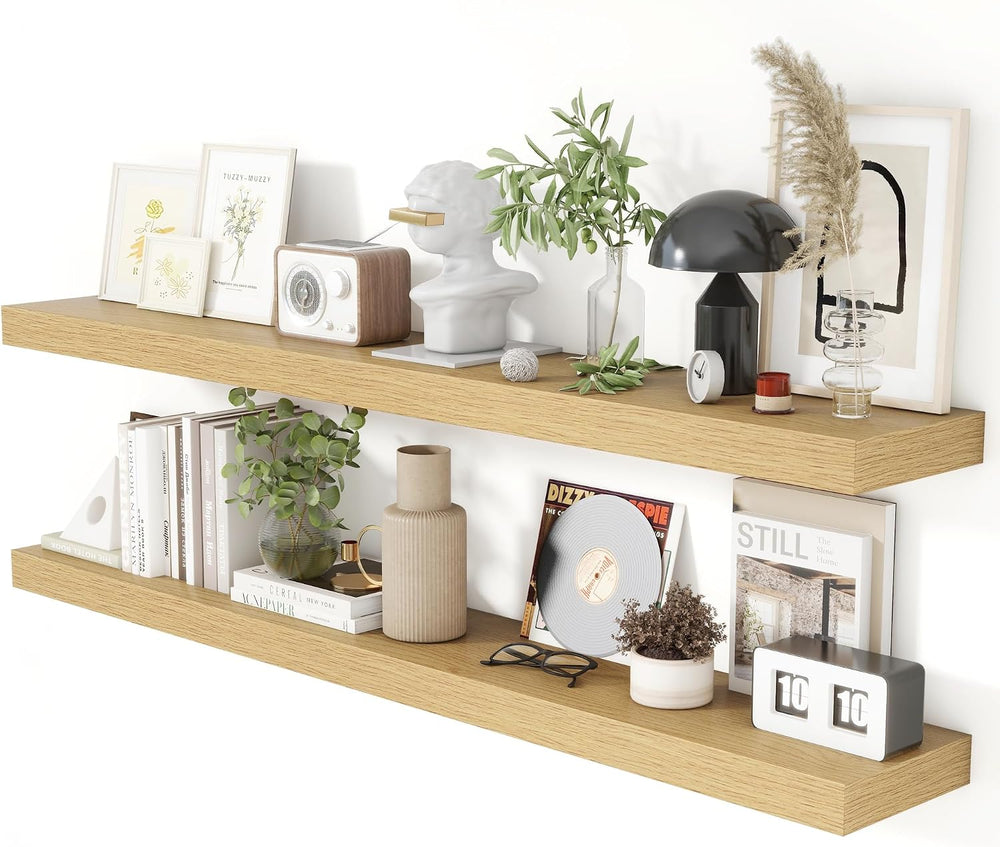 Oak Floating Shelves for Wall Mounted Shelf (Set of 2)