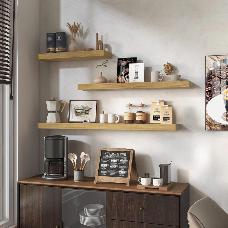 Oak Floating Shelves for Wall Mounted Shelf (Set of 2)