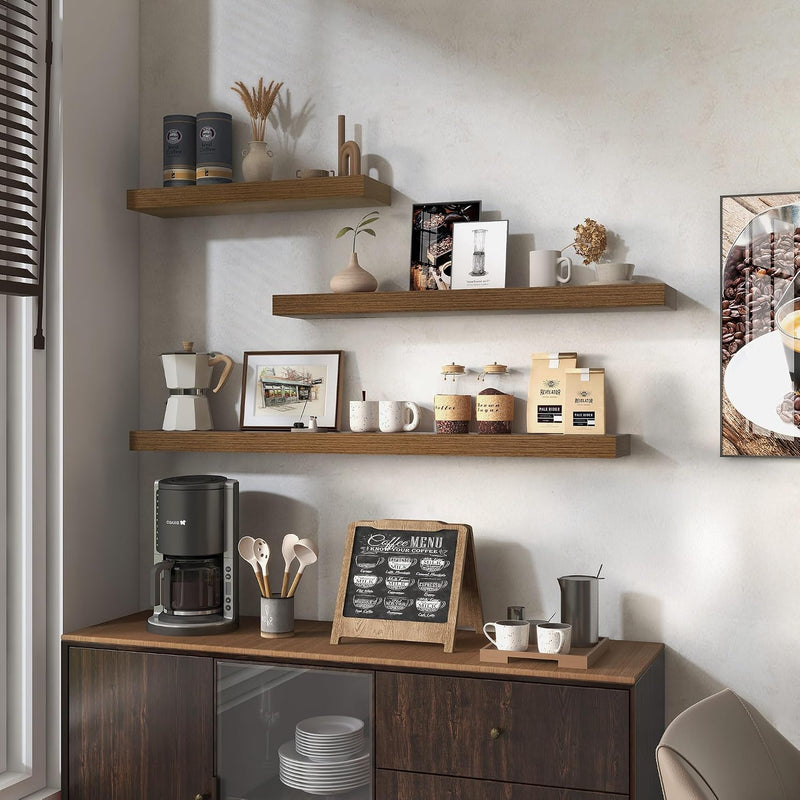 Oak Floating Shelves for Wall Mounted Shelf (Set of 2)