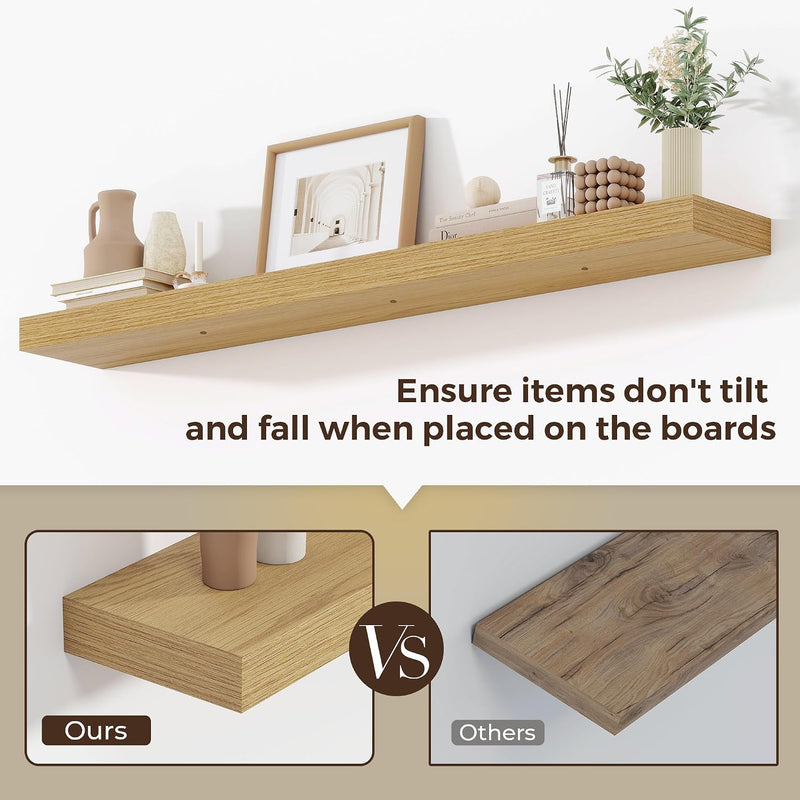 Oak Floating Shelves for Wall Mounted Shelf (Set of 2)