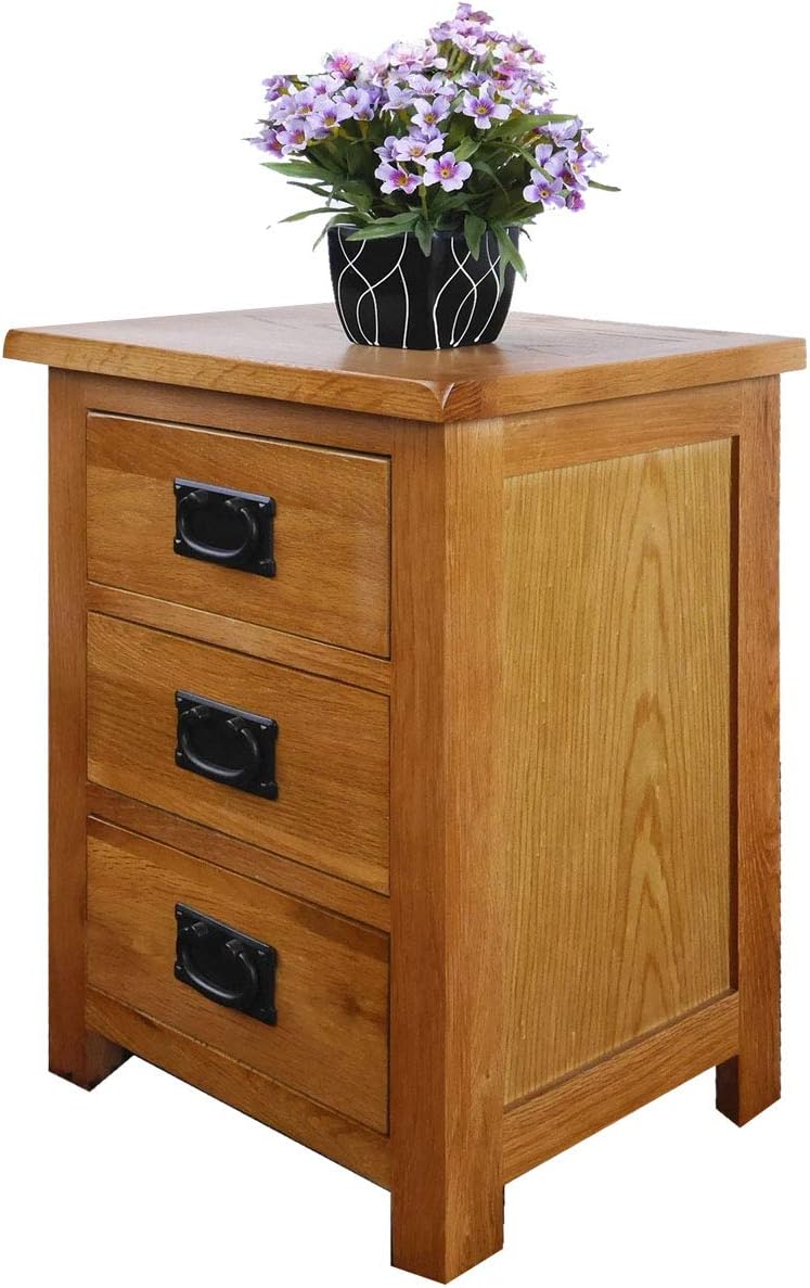 Oak Hard Wood Bedside Table in Light Lacquer