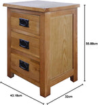 Oak Hard Wood Bedside Table in Light Lacquer