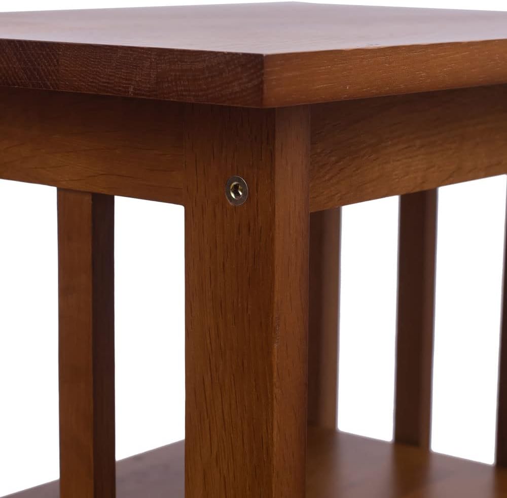 Oak Side Table 2 Storage Shelves Night End