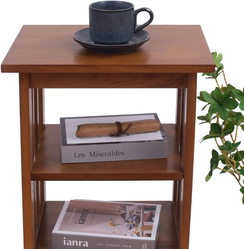 Oak Side Table 2 Storage Shelves Night End