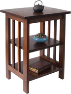 Oak Side Table 2 Storage Shelves Night End