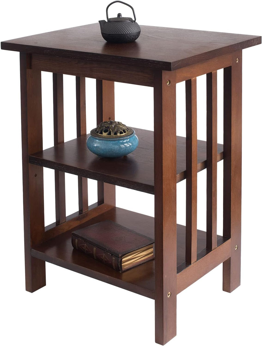 Oak Side Table 2 Storage Shelves Night End