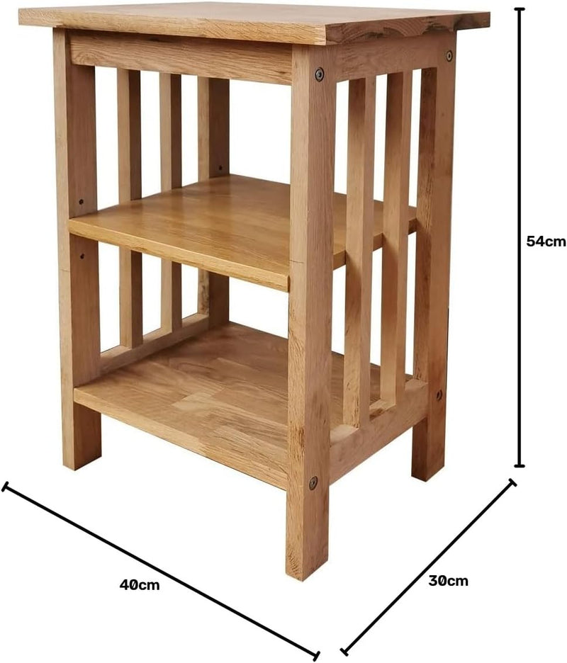 Oak Side Table 2 Storage Shelves Night End