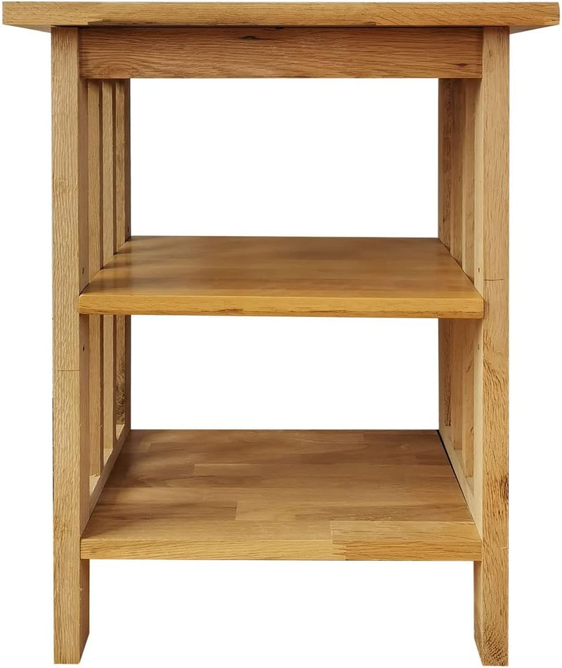 Oak Side Table 2 Storage Shelves Night End