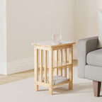 Oak Side Table 2 Storage Shelves Night End