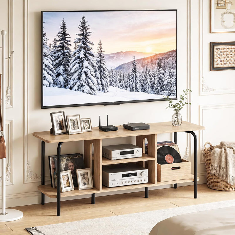Oak TV Unit 120CM A‑shaped Metal Frame Stands