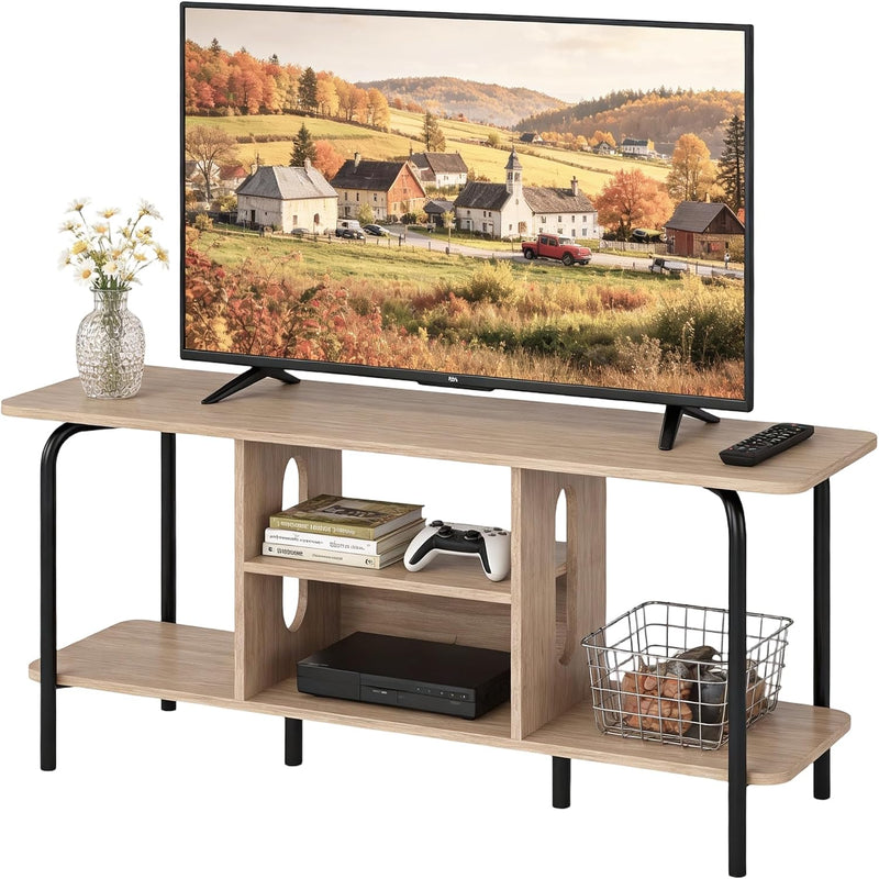 Oak TV Unit 120CM A‑shaped Metal Frame Stands
