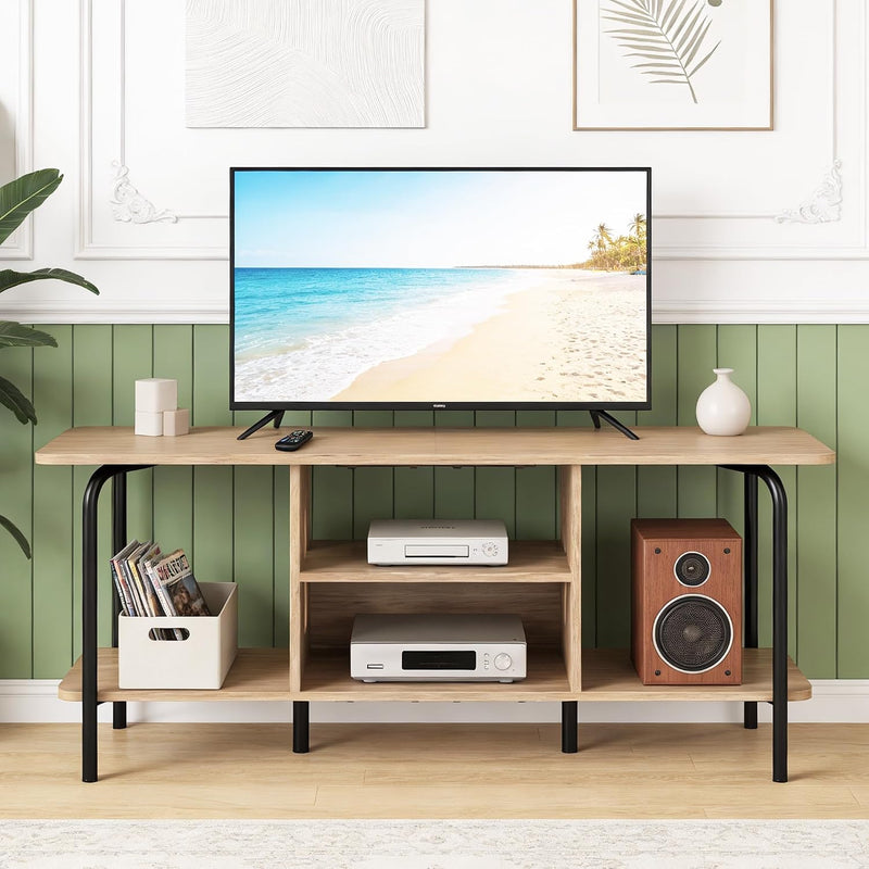 Oak TV Unit 120CM A‑shaped Metal Frame Stands
