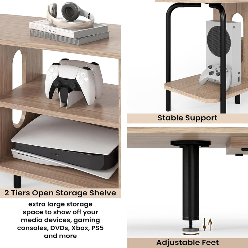 Oak TV Unit 120CM A‑shaped Metal Frame Stands
