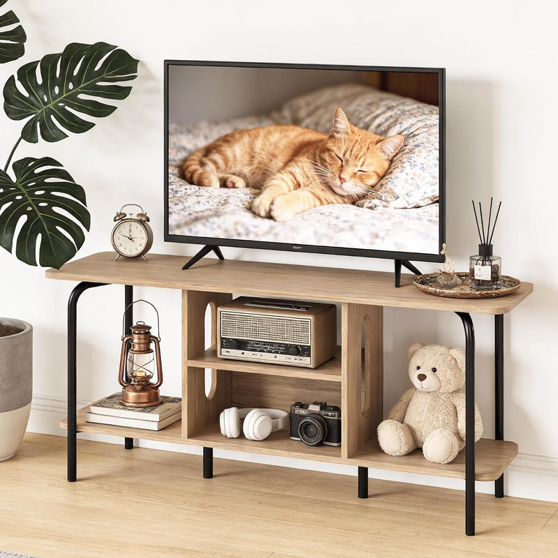 Oak TV Unit 120CM A‑shaped Metal Frame Stands