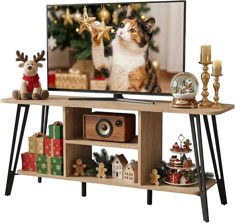 Oak TV Unit 120CM Arch Detail Open Shelves