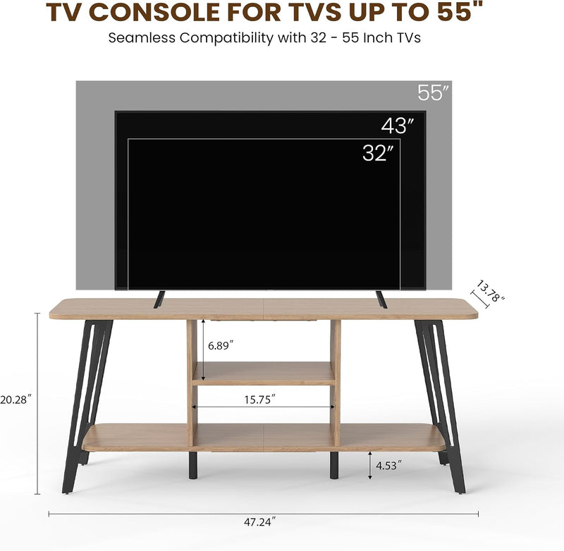 Oak TV Unit 120CM Arch Detail Open Shelves
