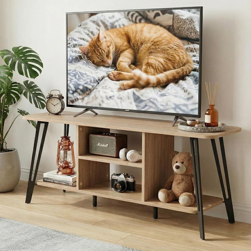 Oak TV Unit 120CM Arch Detail Open Shelves