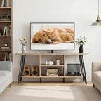 Oak TV Unit 120CM Arch Detail Open Shelves