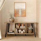 Oak TV Unit 120CM Arch Detail Open Shelves