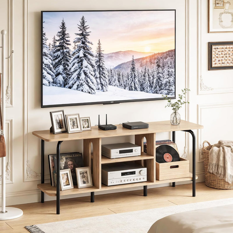 Oak TV Unit 120CM Arch Detail Open Shelves