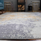 Ochre Mottled Rug Distressed Abstract Boho Terracotta Living