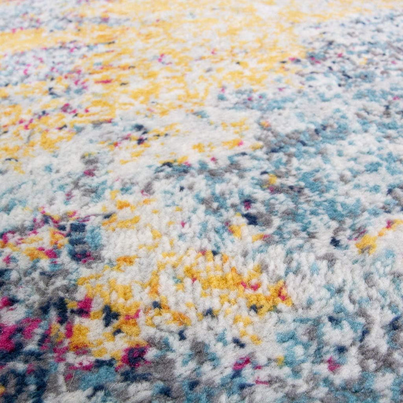 Ochre Mottled Rug Distressed Abstract Boho Terracotta Living Room
