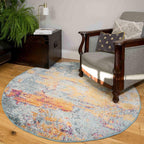 Ochre Mottled Rug Distressed Abstract Boho Terracotta Living