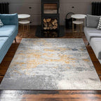 Ochre Mottled Rug Distressed Abstract Boho Terracotta Living