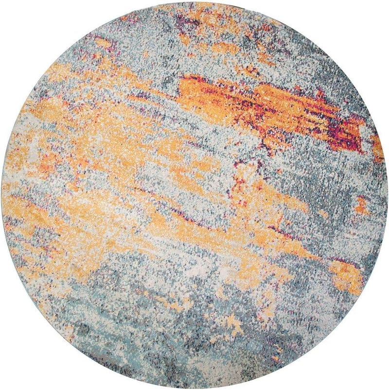 Ochre Mottled Rug Distressed Abstract Boho Terracotta Living Room