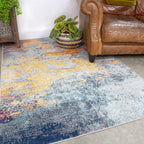 Ochre Mottled Rug Distressed Abstract Boho Terracotta Living