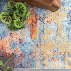 Ochre Mottled Rug Distressed Abstract Boho Terracotta Living