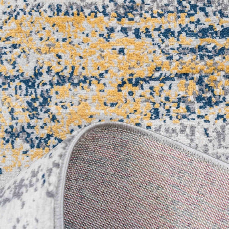Ochre Mottled Rug Distressed Abstract Boho Terracotta Living Room