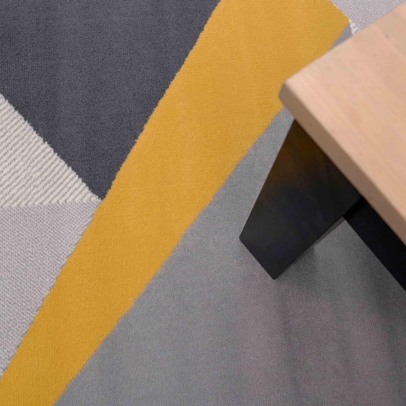 Ochre Mustard Patchwork Geometric Carpet Rug