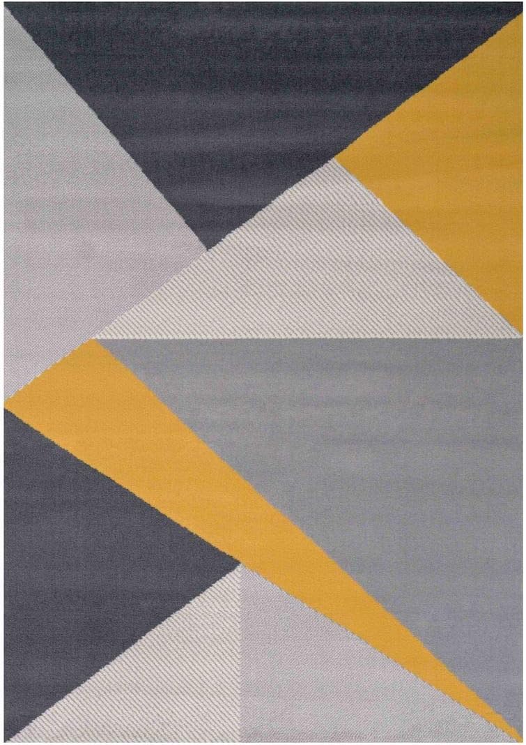 Ochre Mustard Patchwork Geometric Carpet Rug