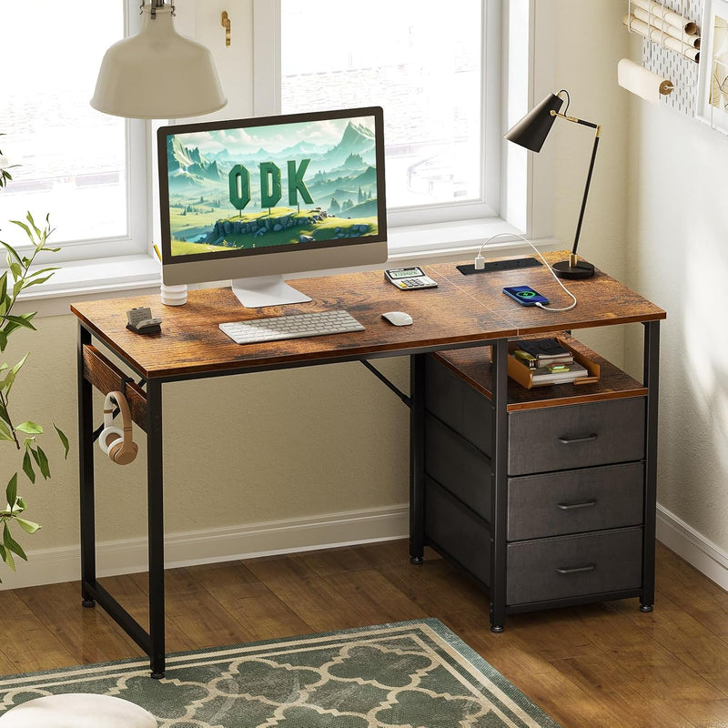 Computer Desk with Drawers Office 2 Sockets