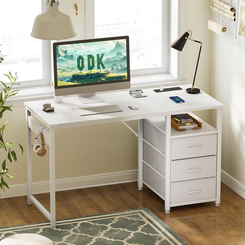 Computer Desk with Drawers Office 2 Sockets